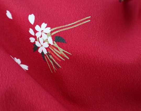 卒業式袴レンタルNo.510[Lサイズ][シンプル]赤地・桜・櫛・こっぽり